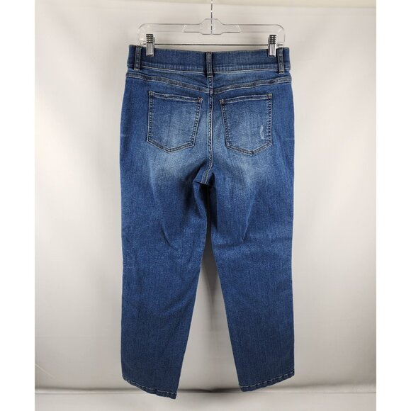 Spanx Jeans Womens Blue Large Straight Leg Pull on Denim Pants 30x28 20356R - Picture 8 of 11